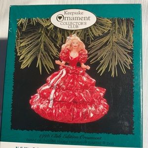 1988 holiday Barbie collectors club 1996 hallmark keepsake Christmas ornament